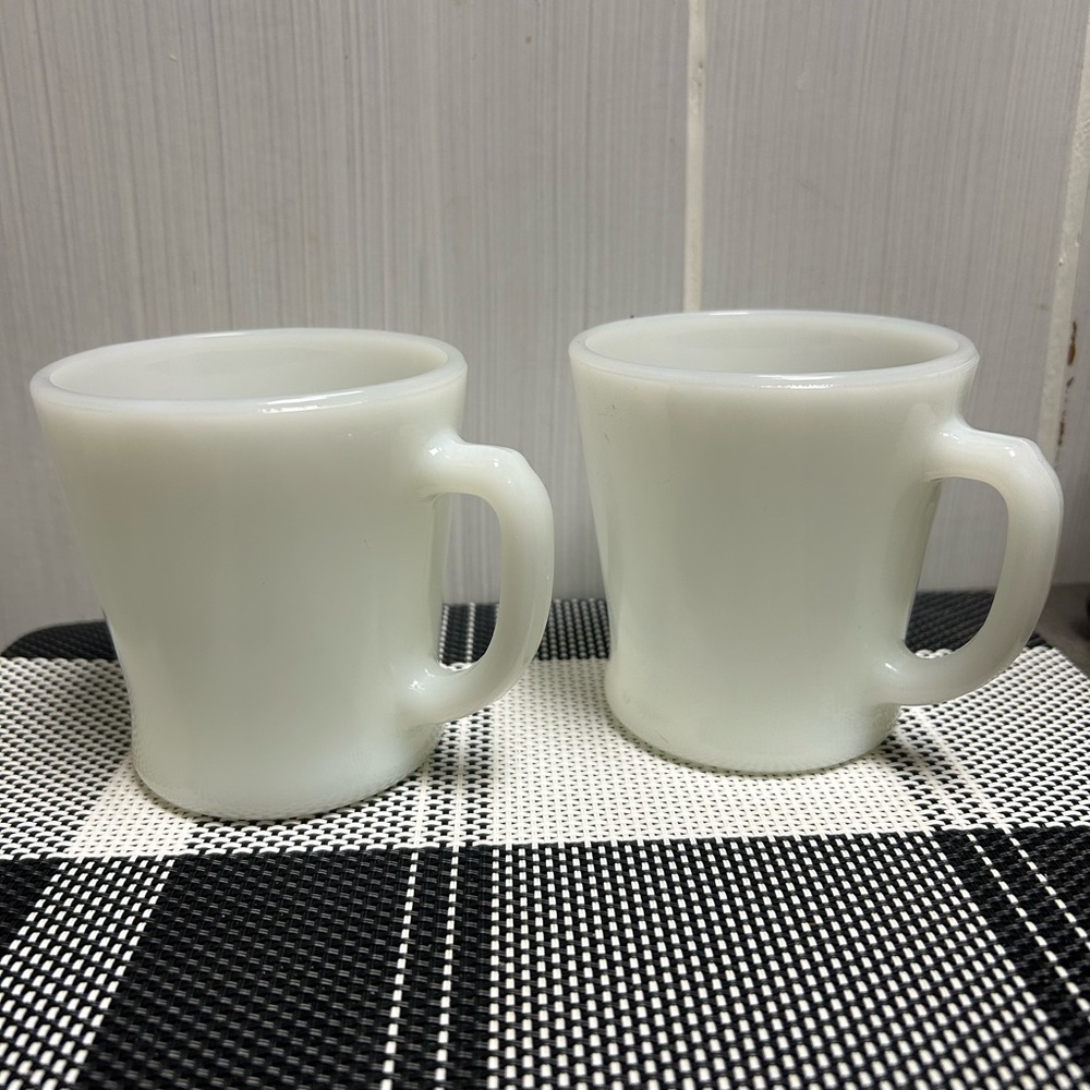 Vintage Fire King Milk Glass Mugs, set of 2
